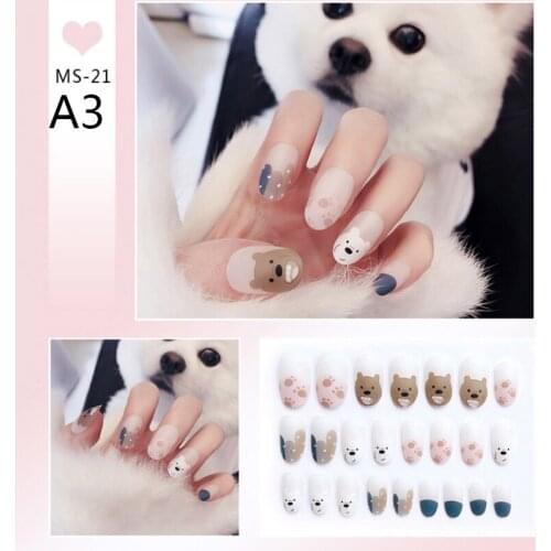 24Pcs/Set Girls Matte Artificial Fake Nails Press on Full Cover Nails with Glue