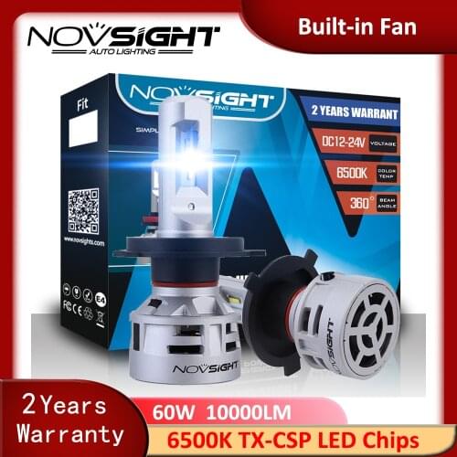NOVSIGHT H4/HB2/9003 Hi/Lo BeamLed H7 H11 9005 9006 HB3 HB4 Car LED Headlights 6500K 60W Headlamp 10000LM Fog Lights Lamp Bulbs