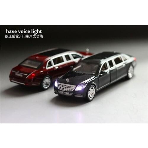 New Children Toys Die-cast Alloy Car Models S600 For Maybach Benz Long 1:32 Cars 6 doors openable with Sound and light