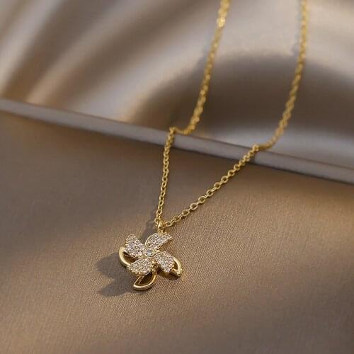New Design Fashion Brand Jewelry Delicate Zircon Moving Windmill Necklaces for Women Gift Pendant&necklaces