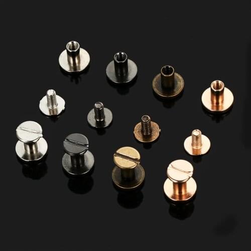10 Set/Pack 5 mm/6.5mm/8mm Solid Screw Nail Rivet Double Flat Head Belt Strap Rivets Luggage Leather Metal Craft Copper