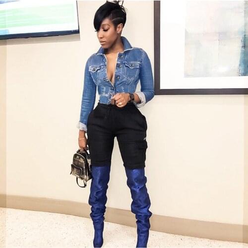 TNNAOFF Sexy Jean Jacket for Women spring Clothing Fashion Plus Size Harajuku Outerwear Elegant Streetwear button Denim Jacket