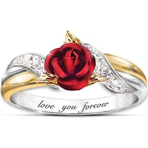 Valentines Day Gift for Girlfriend Romantic Love Gift Rose Flower Letter Ring Anniversary Present Wife