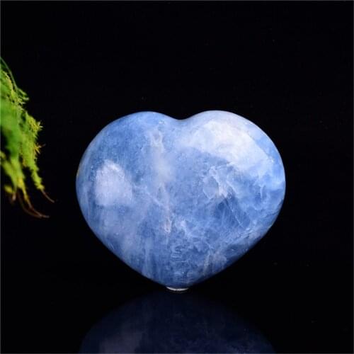 Natural gemstone sky blue celestite heart shaped crystals healing stones for folk crafts