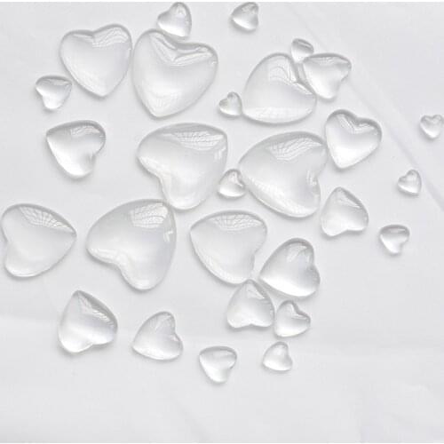 Love Heart Shaped Clear 8/10/12/14/16/18/20/25/30mm Flat Back Cabochon Transparent Glass for DIY Jewelry Making Components