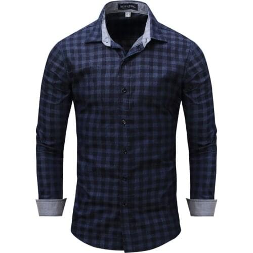 Free Shipping The New Spring 2017 Mens Fashion Leisure High-Grade Pure Cotton Large Size Lattice Men Long Sleeve Shirt