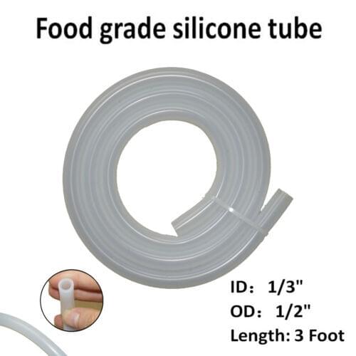 3 Foot Food Grade Silicone Flexible Tap Tubing - High Temp Hose 1/3" ID 1/2" OD