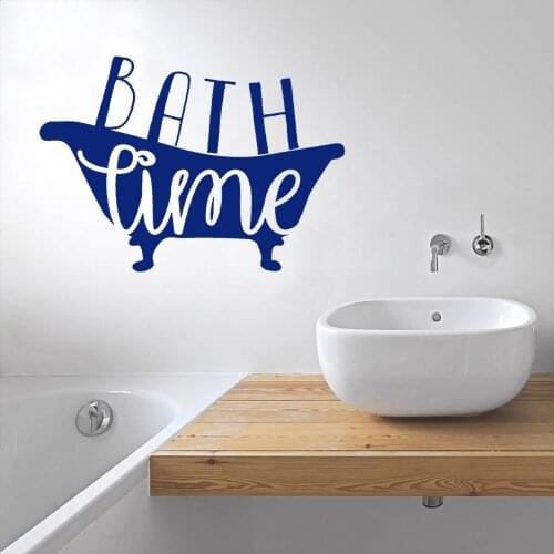 Bath Time Typography Sticker Wall Vinyl Sticker Decal Waterproof Bathroom Decoration Removable A002714