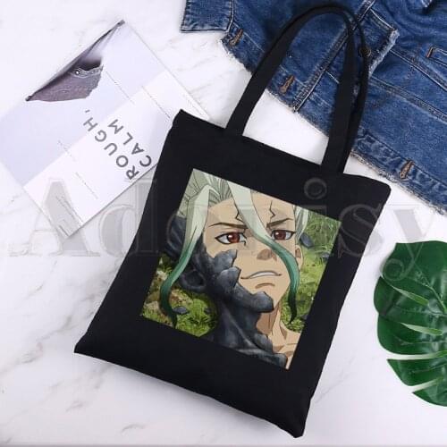Japanese Anime Dr.STONE Ishigami Senkuu Manga Large Capacity Storage Handbag Shoulder Bag Tote Reusable Student Bookbag