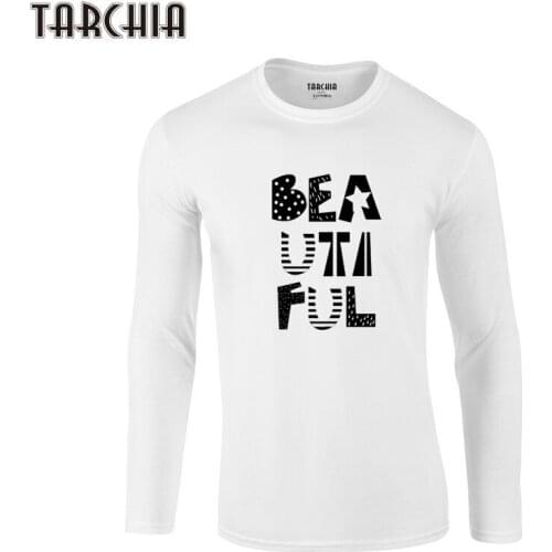 TARCHIA 2021 Fun Autumn Print Shirts Homme Slim Fit Brand Mens Beautiful T-Shirts New Cotton Tops Men Tee Long Sleeve