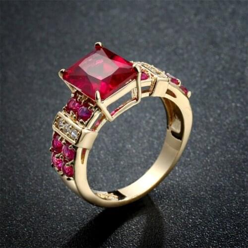 4 Colors Trendy Square Zircon Crystal Rings for Women Wedding Engagement Party Finger Ring Gold Color Jewelry Dropshipping