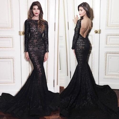 Mermaid sexy Backless Long Sleeves robe de soiree vestido de noiva Evening party Prom gown 2018 mother of the bride dresses