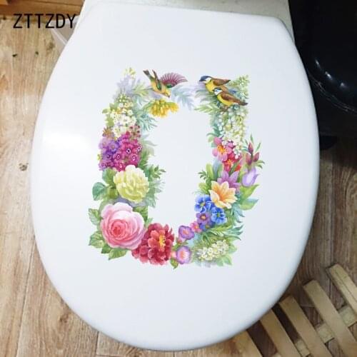 ZTTZDY 19×22.5CM Classical Color Ink Painting Fashion Home Wall Stickers Creative Flowers WC Toilet Decal T2-1507