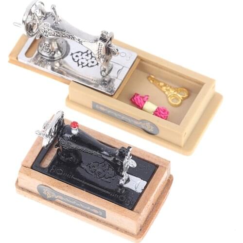 1/12 Doll House Decor Miniatura Toy Vintage Miniature Sewing Machine Furniture Toys Gifts For Retro Children Toys Accessories
