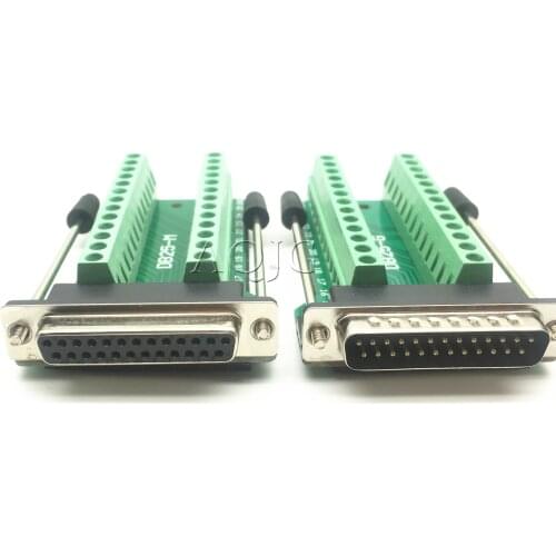 1 Pc Plastic & Metal DB25 Plug 25 Pin Male Terminal Breakout Board Terminals Adapter Solderless Connector 3.39x1.61 Inch