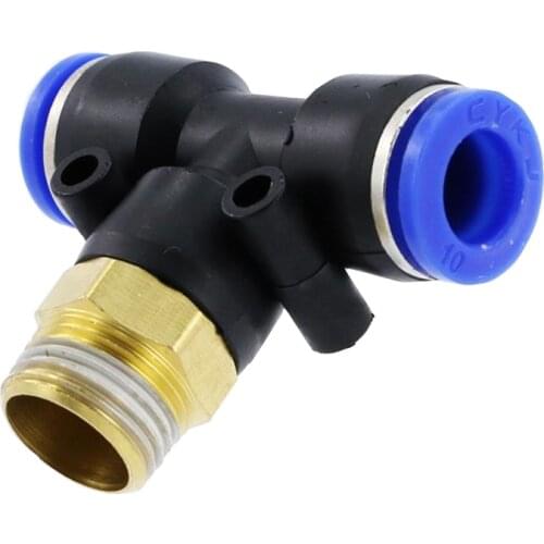 1PCS pneumatic quick connector PB6-01/PB8-02/PB10-03 T type three way positive thread 1/8 "1/4" 3/8 "1/2"