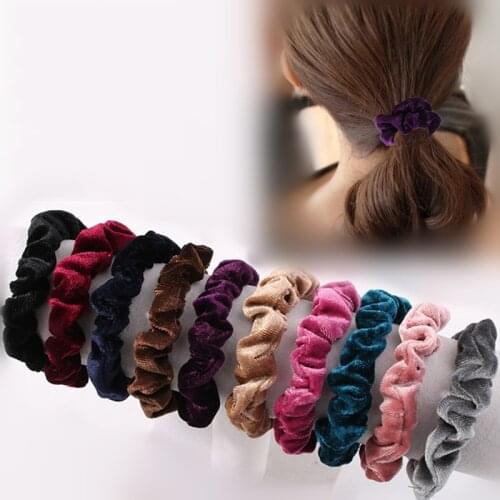 10pcs/lot Fashion Women Solid Coral Fleece Soft Elastic Hair Bands Ponytail Holder Headbands Velvet Scrunchies Hair Accessories