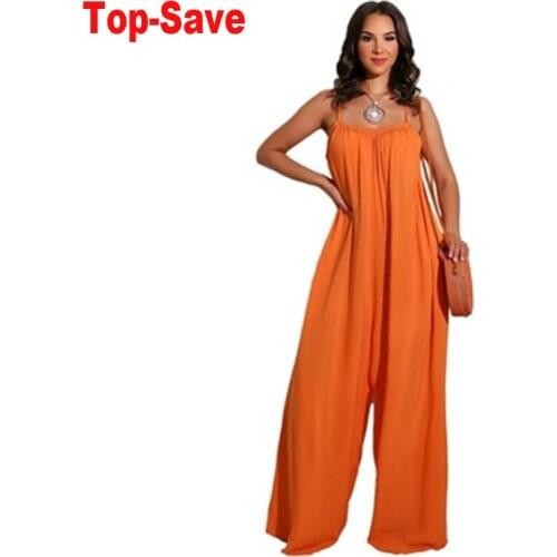 2021 New Arrival Women Jumpsuit Elegant Casual Sleeveless Solid Streetwear Loose Jumpsuits Evening Party Wide Leg Pants Overalls