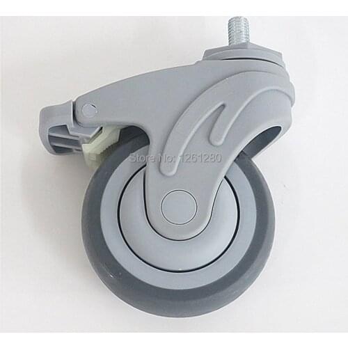 5-inch screw rod plastic super synthetic rubber TPR medical bed caster with brake Ball Bearing wheel