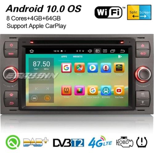 Erisin 8166 8-Core DSP Android 10 Car Stereo CarPlay DAB+ GPS WiFi OBD2 BT Navi For Ford Fiest Transit Focus Fusion Kuga C/S-Max