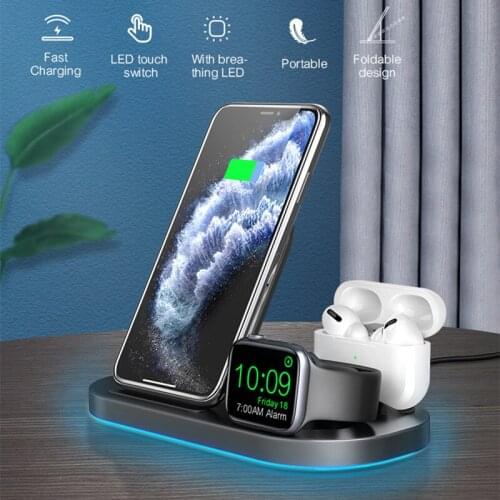 SZYSGSD 15W Wireless Charger Stand Dock for iPhone 11 Pro Xs Max 8 X Fast Wireless Charging for Apple Watch 5 4 3 2 Airpods Pro