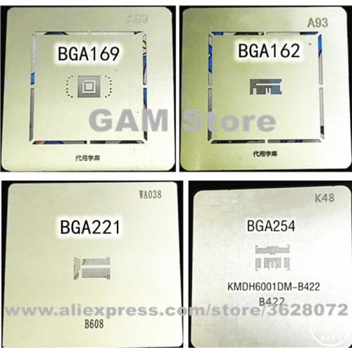 BGA 169 254 162 221 BGA Stencil Reballing B608 eMMC KMDH6001DM-B422 Pins BGA Direct Heating Template 4pcs/set
