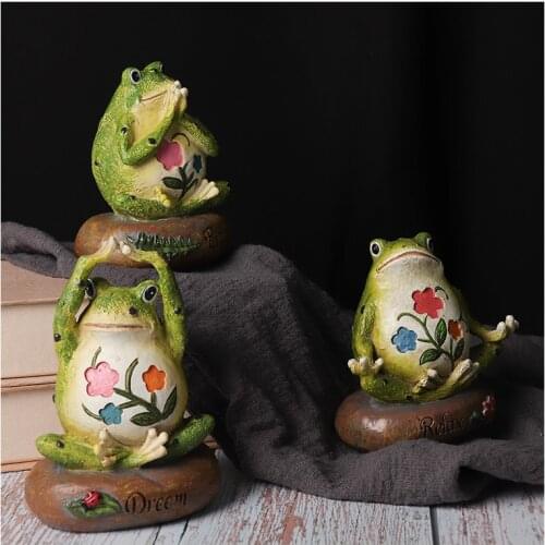 Cute Creative Yoga Frogs Statue Decorative Sitting Frog Outdoor Garden Decor For Home Office Shop Desk Decor Ornament Gift