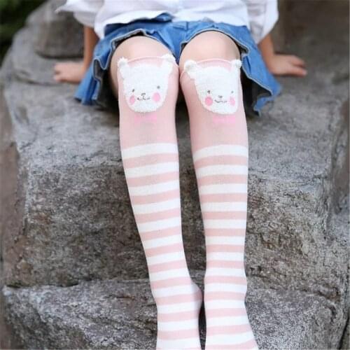 Cotton Knee High Socks For Kids&GirlS Print Cute Panda Cat Fox Cartoon Long Socks Children Winter Boot Socks Striped SK105