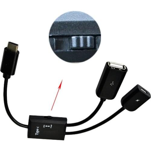 2in1 USB-C 3.1 Male To USB 2.0 A + Micro Female Host OTG Hub Cable