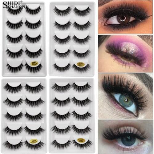 LANJINGLIN 5 pairs strip lashes 3d mink false eyelashes hand made makeup natural long fake lashes volume mink eyelashes G6