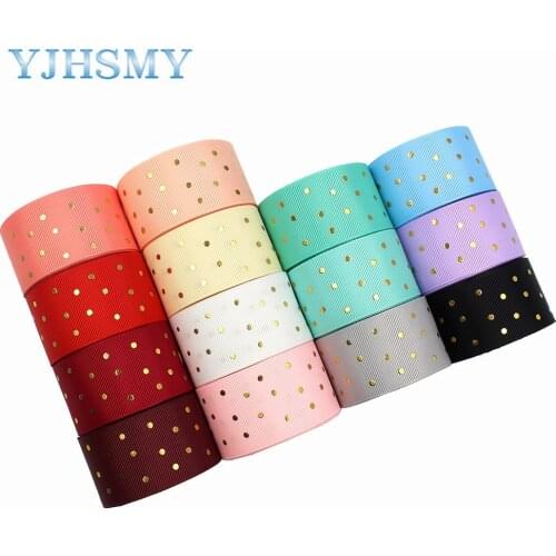 L-20609-523 1-1/2”Hot Gold Dots print Pattern Ribbon , 5 yards DIY handmade hair accessories Material , Bow Decoration