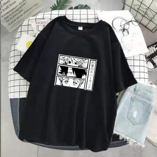 Hot Japan Anime Promise Neverland T-shirt women Harajuku Cartoon T-shirt streetwear short-sleeved graphic tee loose T-shirt tops
