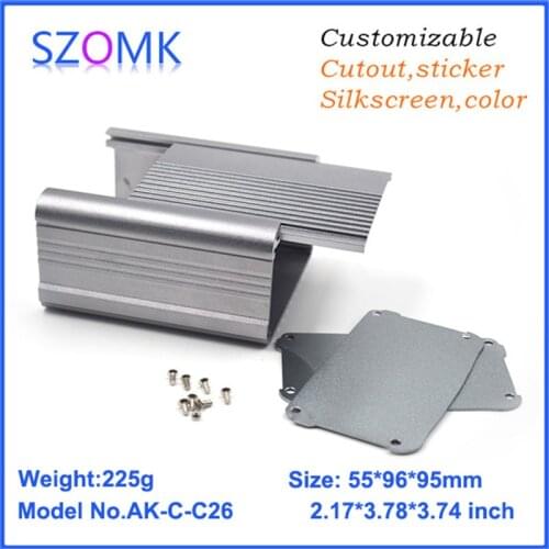 1 pc, 55*96*95mm customizable electronics enclosures for pcb amplifier enclosure aluminum box for electronics project