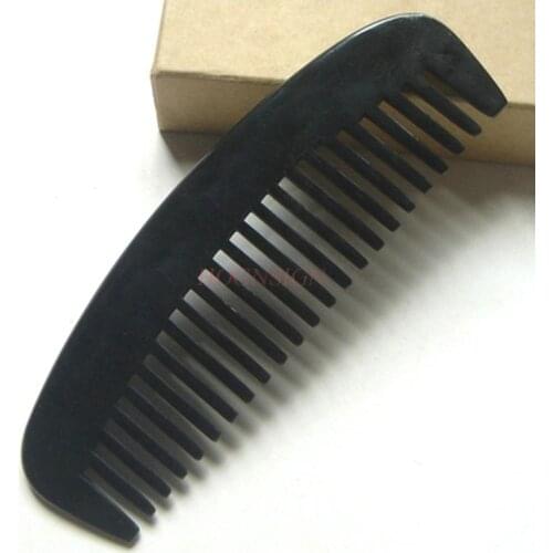 Authentic Natural Black Buffalo Comb 15cm Shunfa Massage Combs Curly Wide Tooth Hairbrush Hairdressing Supplies For Female Gift