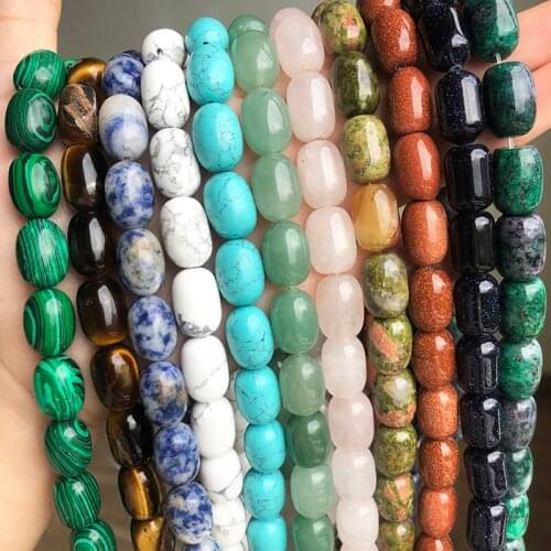 Natural Stone Turquoises Sodalite Malachite Drum Shape Bead Loose Spacer Beads for Jewelry Making DIY Charms Bracelet Earrings