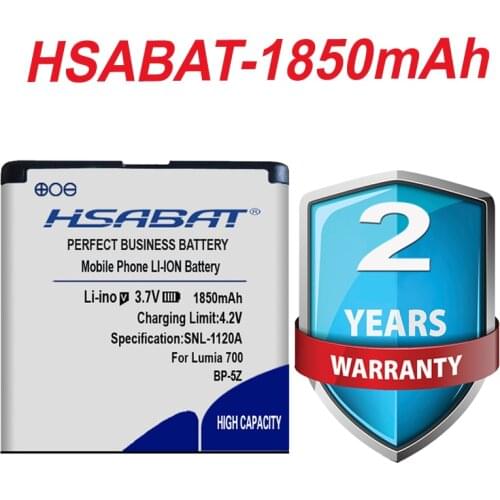 HSABAT Newest Battery For Nokia Zeta N700 Lumia 700 Lumia700 1850mAh BP-5Z