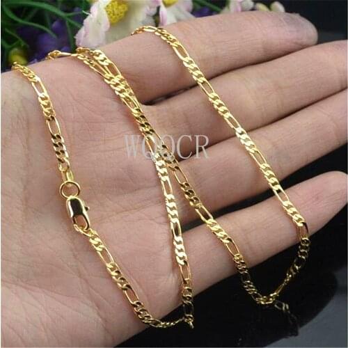 5PCS Womens High Jewelry 2.5MM 18 K Gold Figaro Chain Necklace Charm Gold Necklace 16" 18" 20" 22" 24" 26" 28" 30" inches