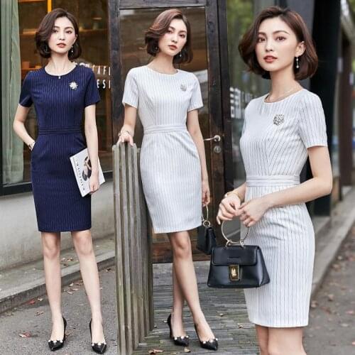 Profession Suit Women Summer Fashion Short Sleeve OL Lady Jewelry Shop Beauty Salon Work Clothes Sexy Dress Slim Fit Hip Skirt
