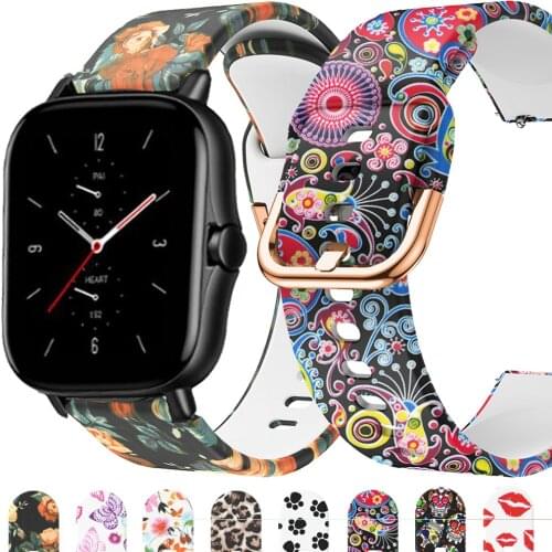 For Huami Amazfit GTS 2 GTR 42mm Bip 1S Lite Strap Sport Silicone Wristband Printing Replacement Bracelet 20mm Watch Strap