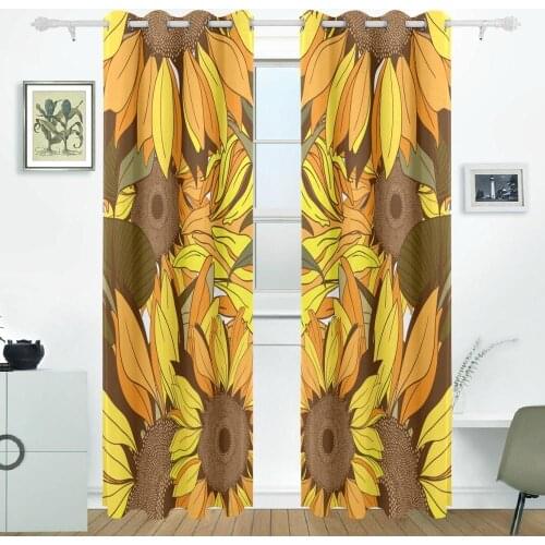 Sunflower Curtains Drapes Panels Darkening Blackout Grommet Room Divider for Patio Window Sliding Glass Door 55x84 Inches