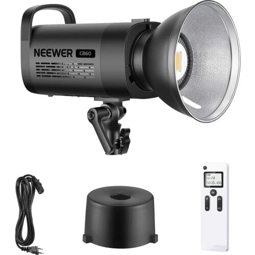 Neewer EX-60W LED Video Light 5600K,60W CRI95+ RLCI90+ 5000Lux/m Bowens Mount LED Continuous Lighting with 2.4G Wireless Remote