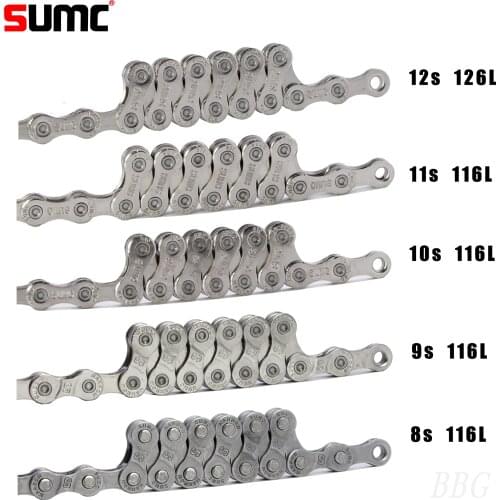 Bicycle Chain SUMC Mountain Bike Road Bike Shifting 8 9 10 11 12 Speed S Cycling Silver Chain For M8000 M6000 M9100 M610 New
