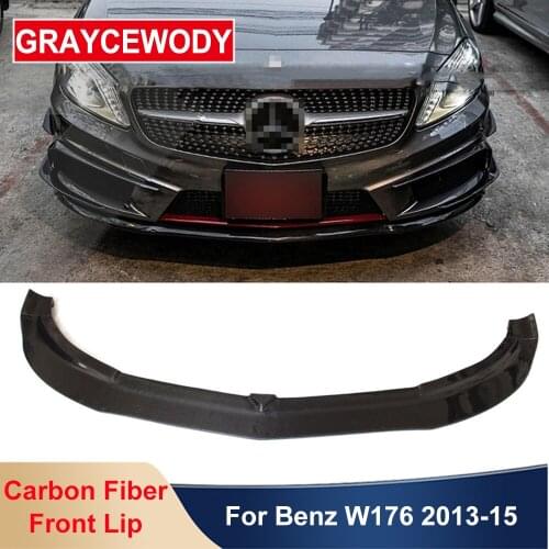 W176 R Style Carbon Fiber Material Front Bumper Lip Spoiler Protector For Benz A Class A250 A260 AMG A45 2013-2015 Car Styling