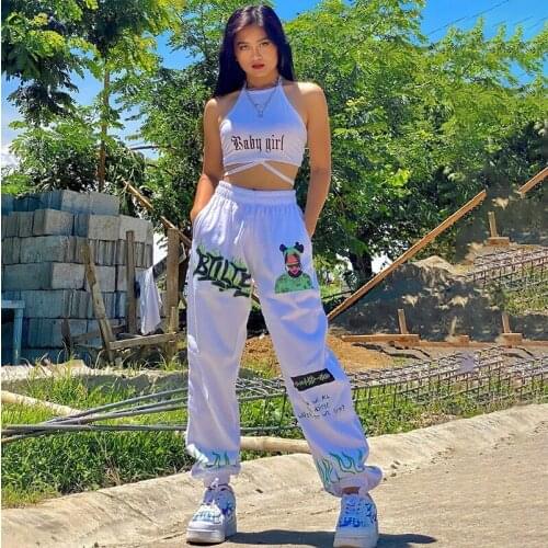 Women White Jogging Sweatpants Autumn Winter Baggy Sports Pants Jogger High Waist Sweat Casual Loose Trousers For Female