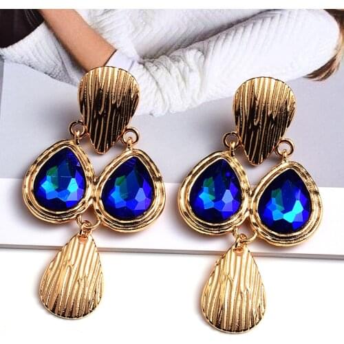 New Long Gold Metal Colorful Crystal Dangle Drop Earrings High-quality Fashion Stone Jewelry Accessories For Women Wholesale