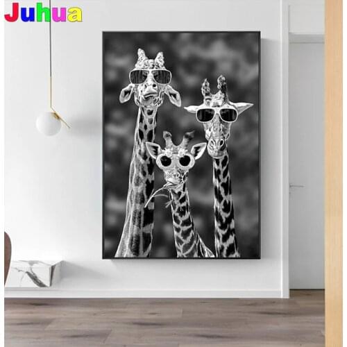 Giraffes with Sunglasses diy Diamond Painting Mosaic 5D Full Square Round Cartoon animal diamond Embroidery kids room decor