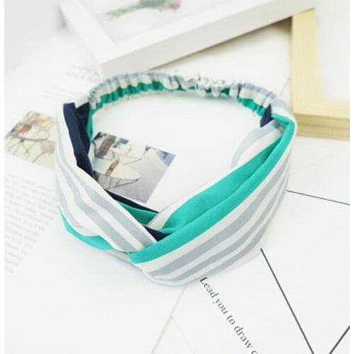 New Women Two Color Mix Stripe Cross Headbands Retro Style Hair Band Wash Face Headwear Female Remove Makeup Hair Accessories