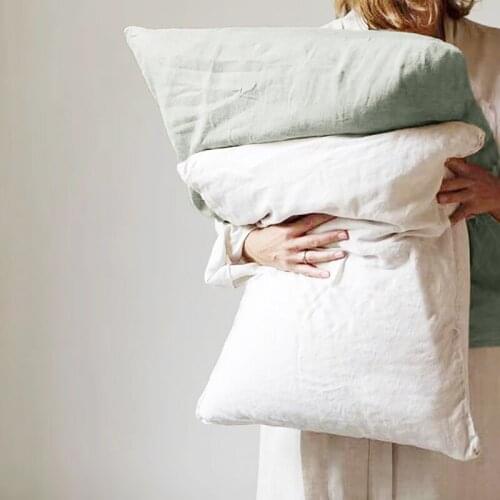 2pcs 100% Linen Soft Pillowcase Cover Nature Pure Flax Bedding Pillow Cover Rectangle Pillow Cases Bed Linings Multicolor