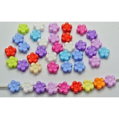 200 Mixed Bubblegum Color Acrylic Daisy Flower Charm Beads 8X8mm