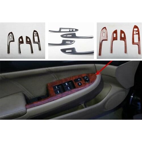 4pcs/lot ABS carbon fiber grain or wooden grain car window lift panel decoration cover for 2003-2007 HONDA Accord 7 MK7
